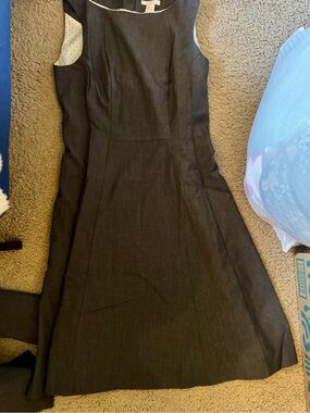 H& M Sleeveless Dark Gray A-Line Dress with blazer